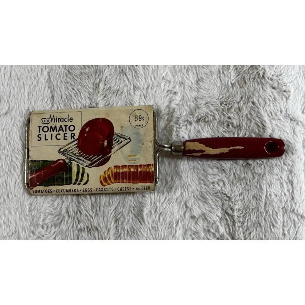 Vintage EKCO Miracle Tomato Slicer Red Handle with Box Kitchen Utensil